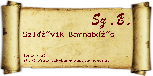 Szlávik Barnabás névjegykártya